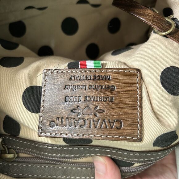 Calvalcanti Genuine Leather Handbag Shoulder Purse Crossbody Strap Made In Italy - Picture 13 of 16